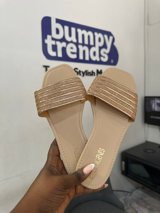 Metallic Stripe Flat Sandals