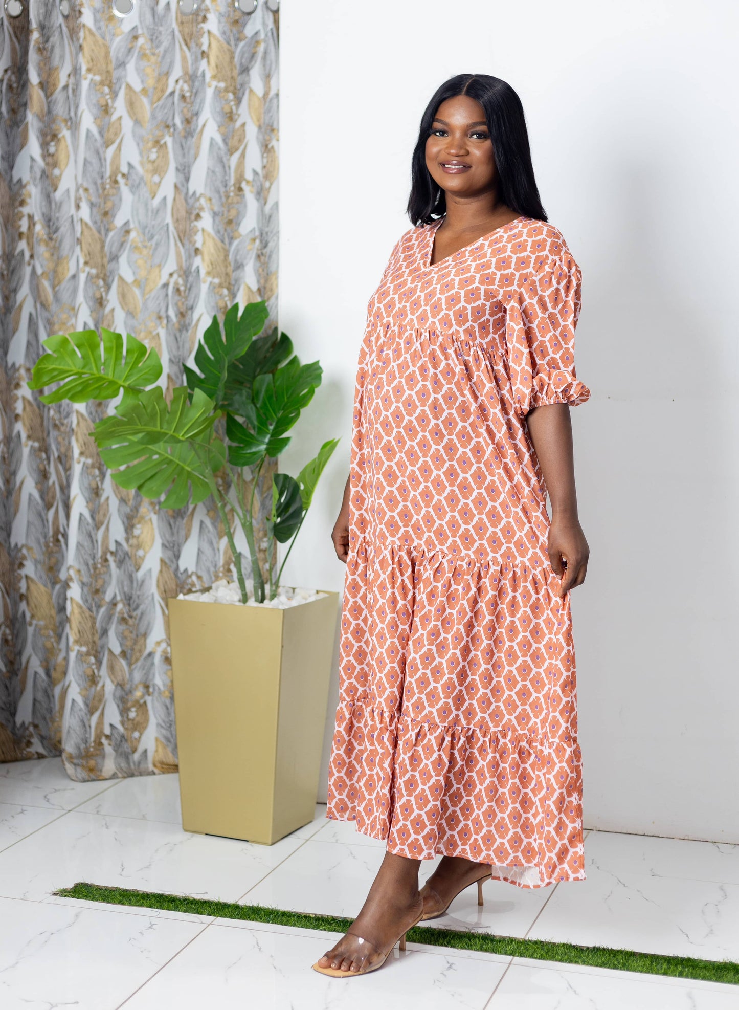 Maternity Print Maxi Smock Dress
