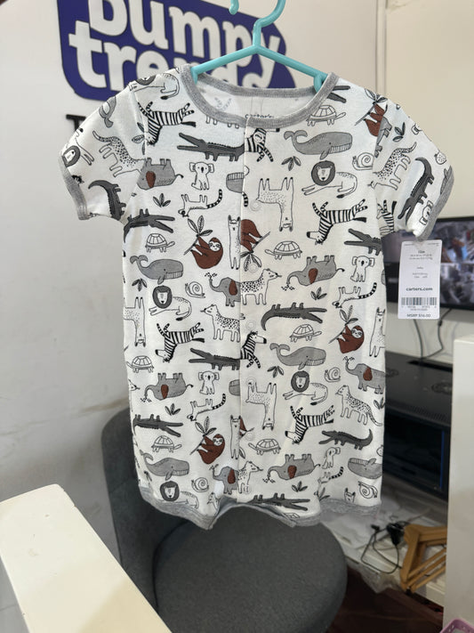 Carters Clip Buttoned Zoo Print Bodysuit