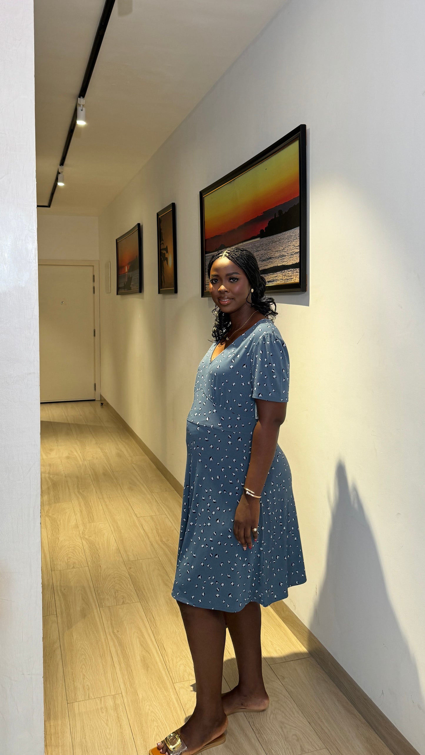 Maternity Stretch Fabric V neck Dress