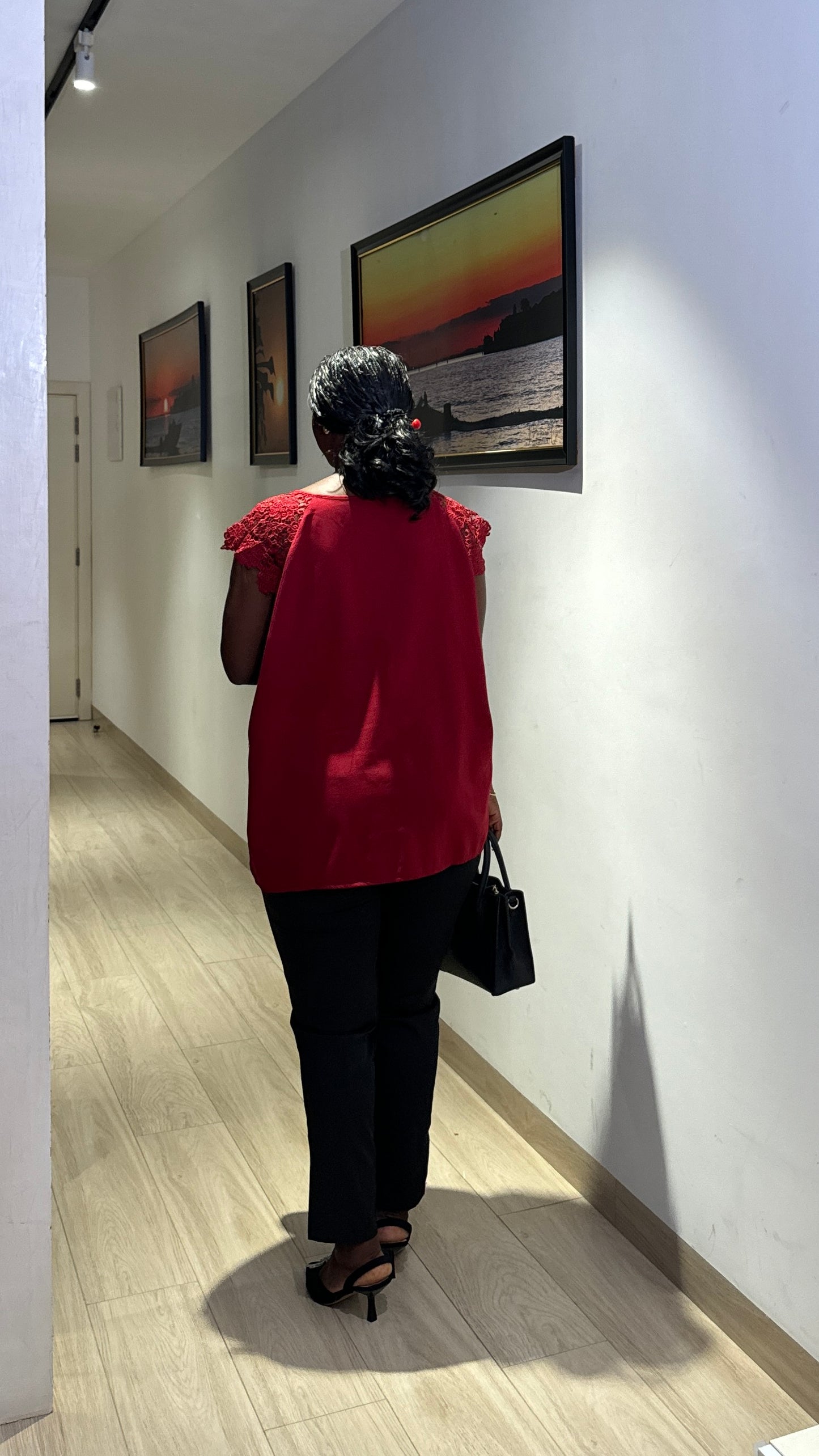 Burgundy Lace Sleeve Maternity Blouse/Top