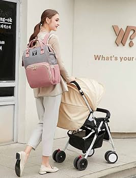 Dokoclub Peach and Grey Diaper Backpack