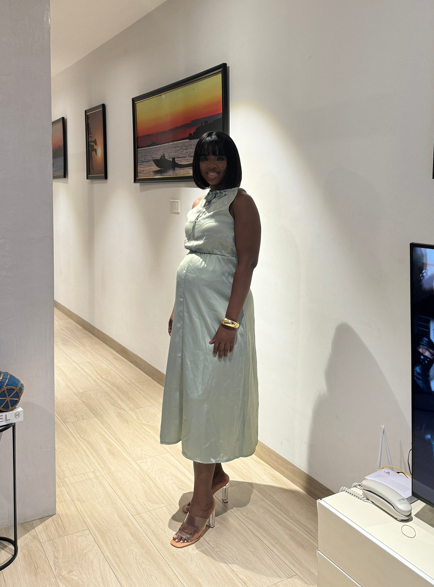 Maternity Closed Wrap Midi Dress