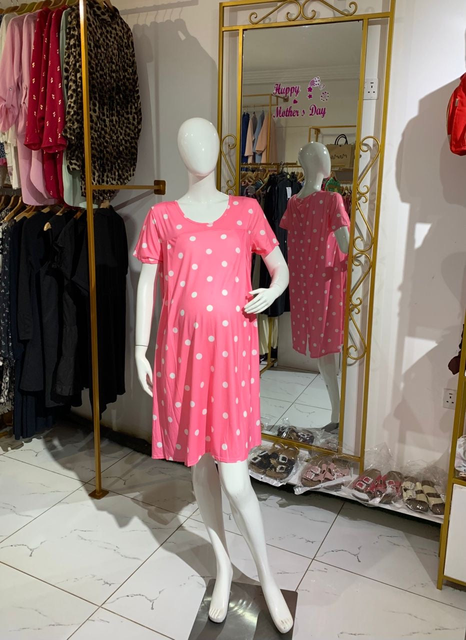 Pink Polka Dot Nursing Nightgown