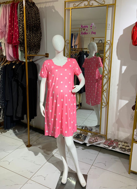 Pink Polka Dot Nursing Nightgown