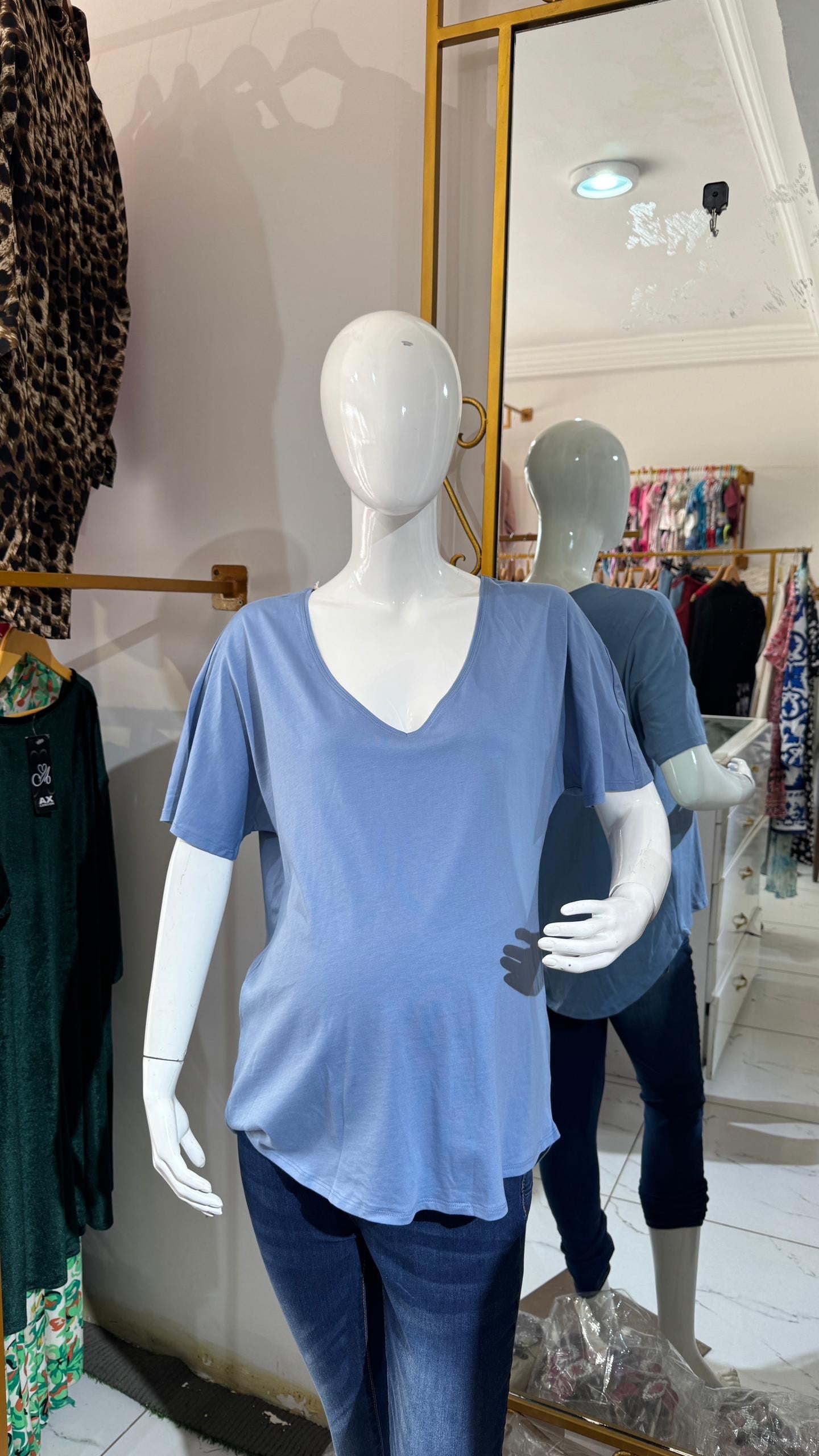 Maternity Blue V-Neck Tshirt