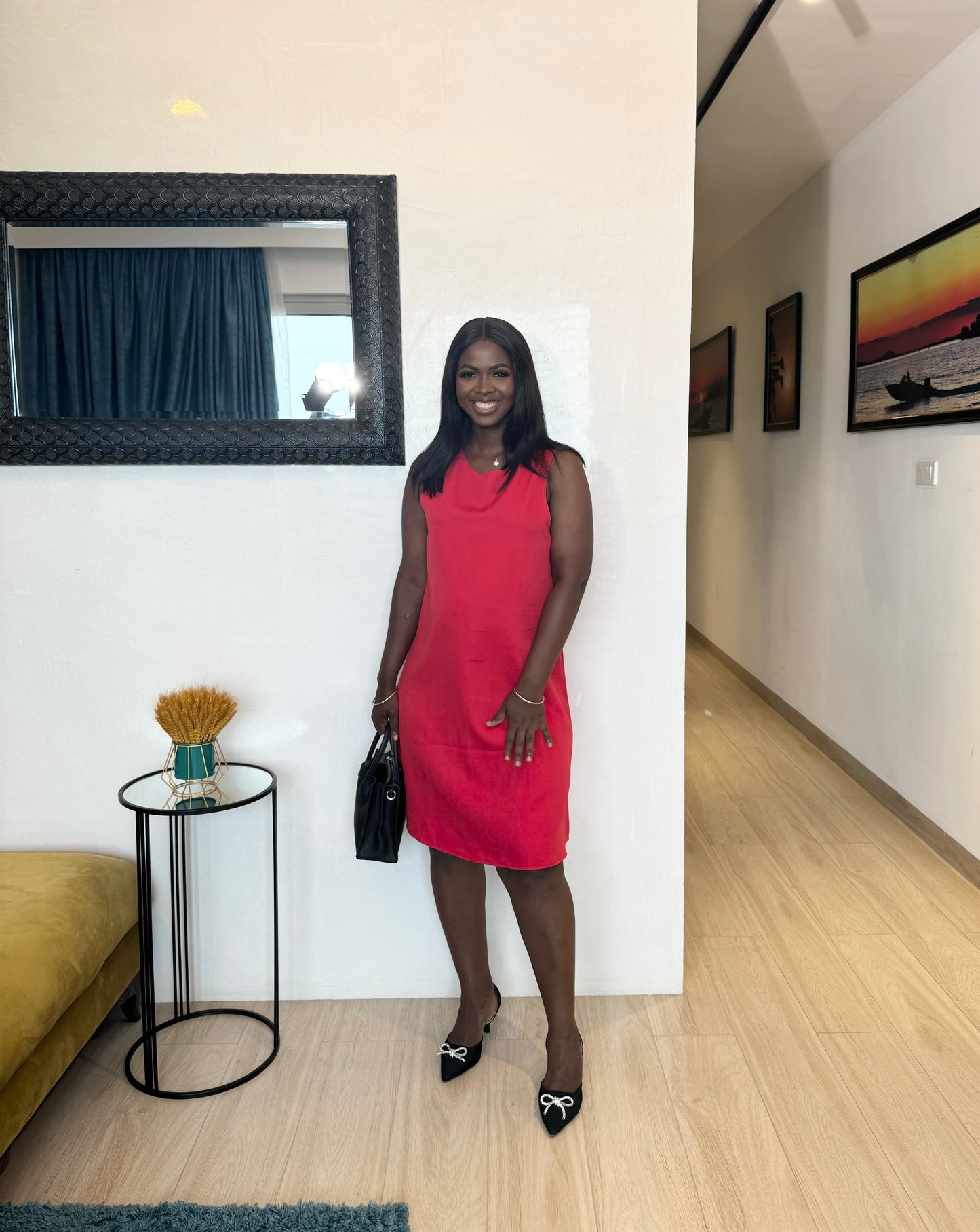Red Sleeveless Scuba Maternity Shift Dress