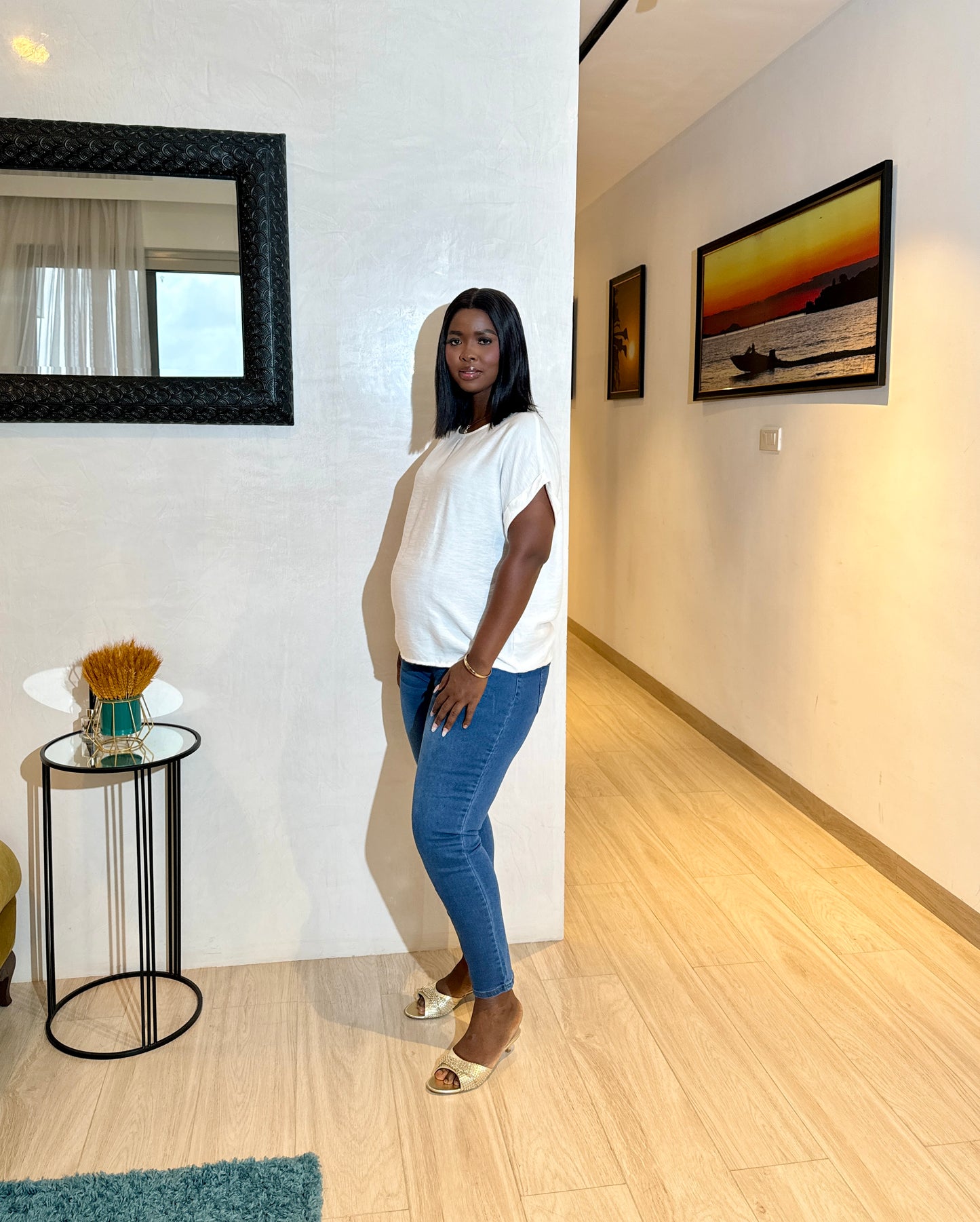 White Boxy Fold Sleeve Top