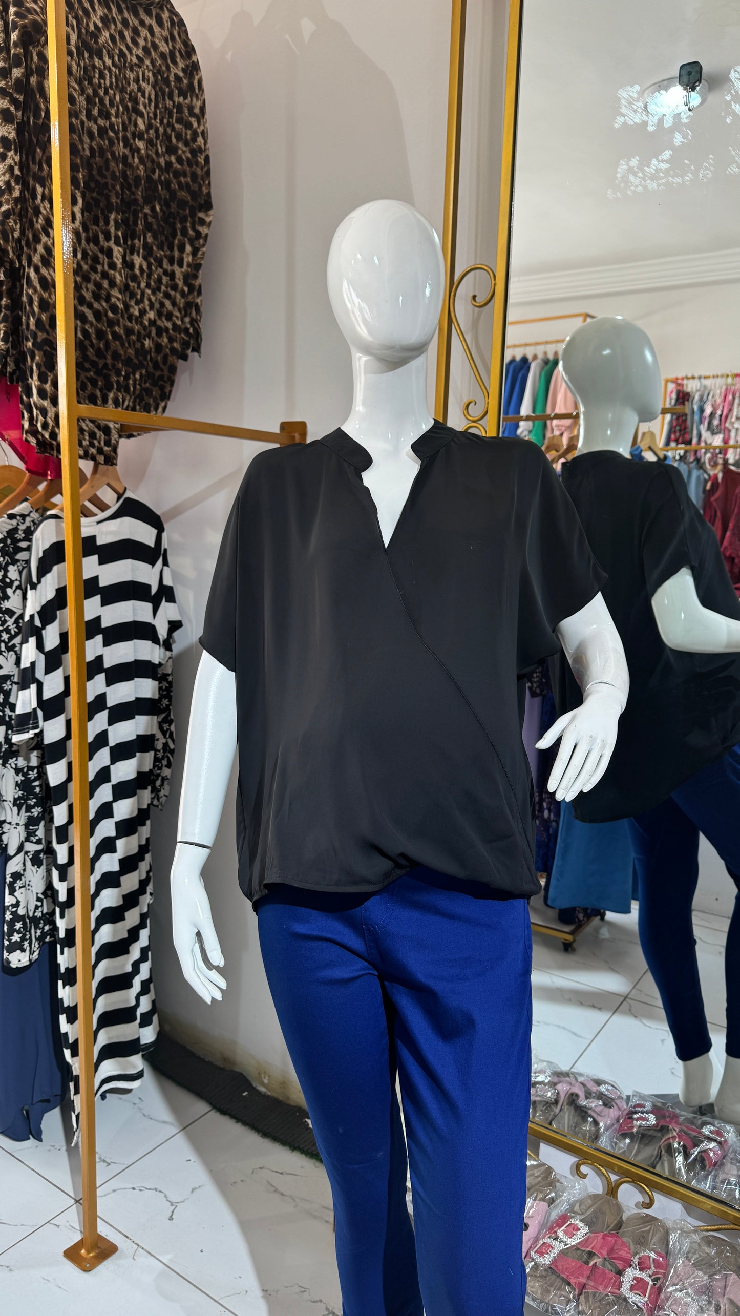 Black Wrap Around Maternity/Nursing Top For Pregnancy Bump