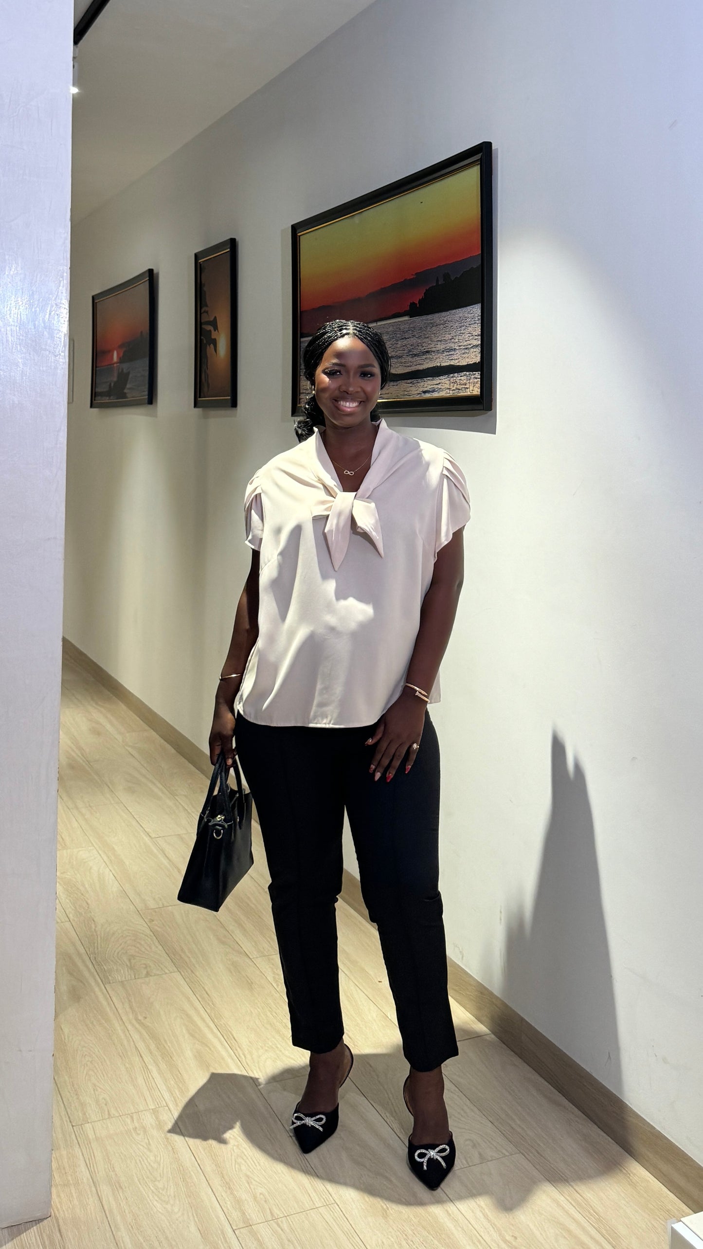 Neck Tie Nude Smock Maternity Top For Your Bump