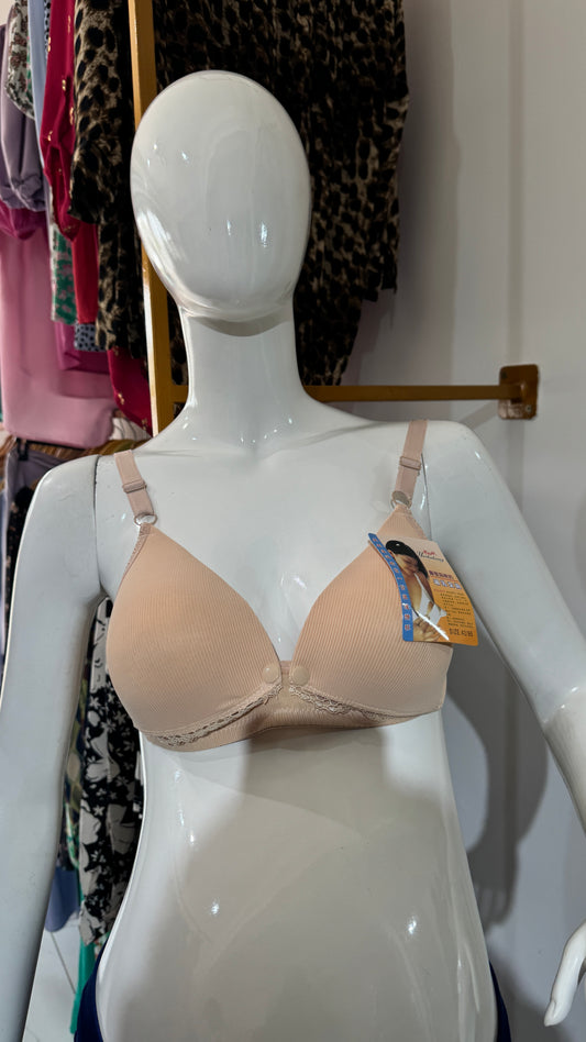 Front Open Beige Breastfeeding Bra