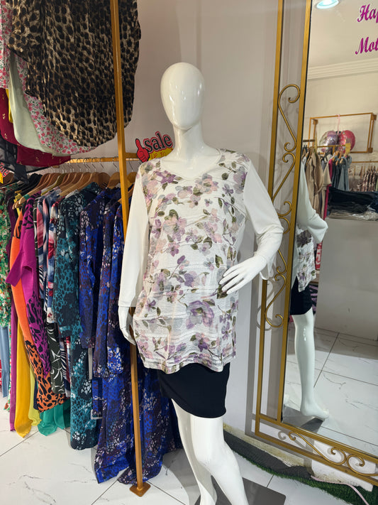 3/4 Sleeve Maternity Floral Blouse