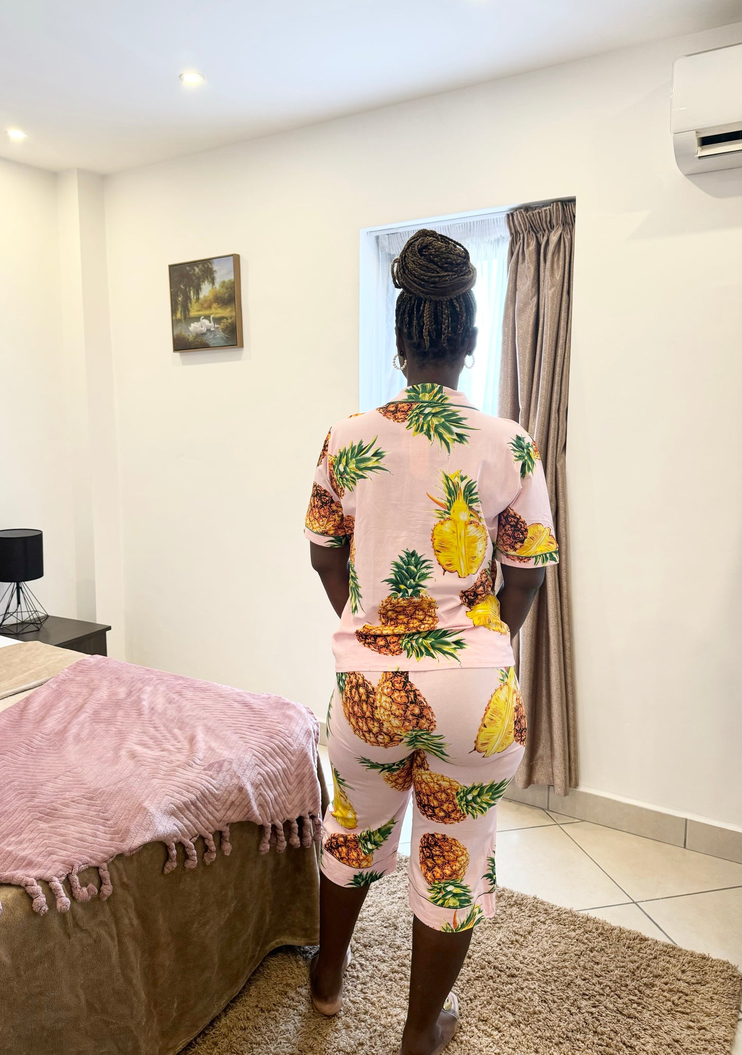 Pineapple Print 3/4 Pants Maternity/Nursing Pyjamas Set