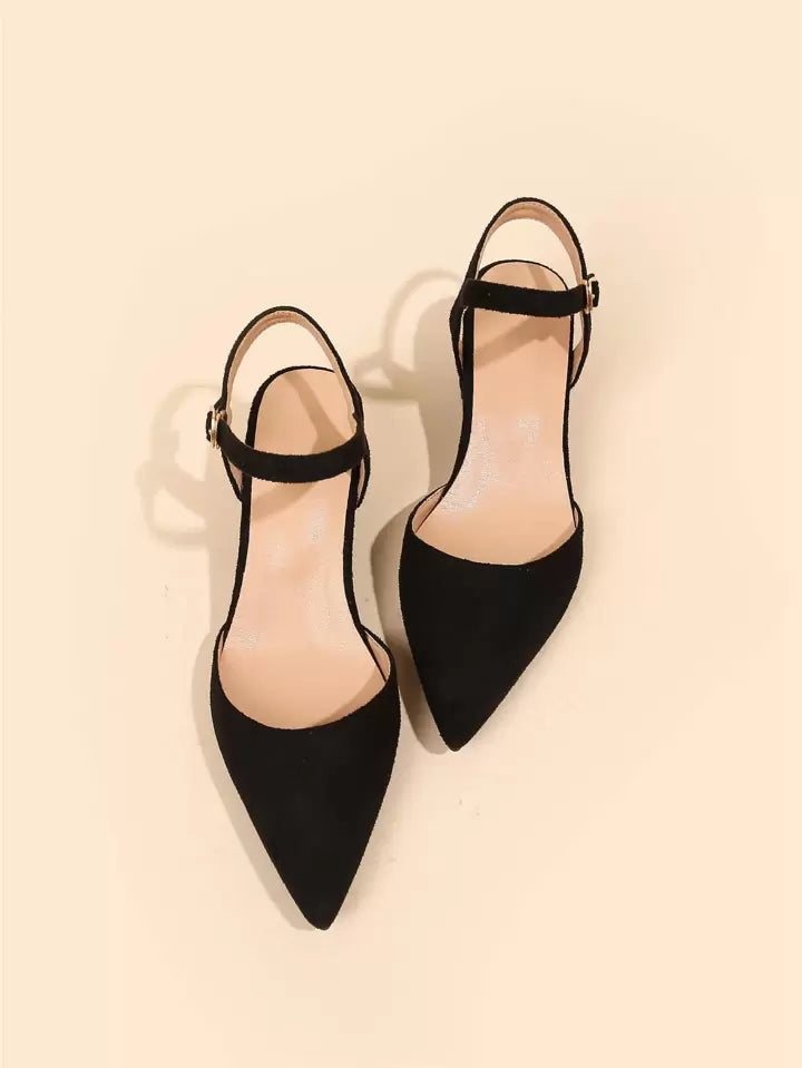 Block Heel Half Court Buckle Shoes