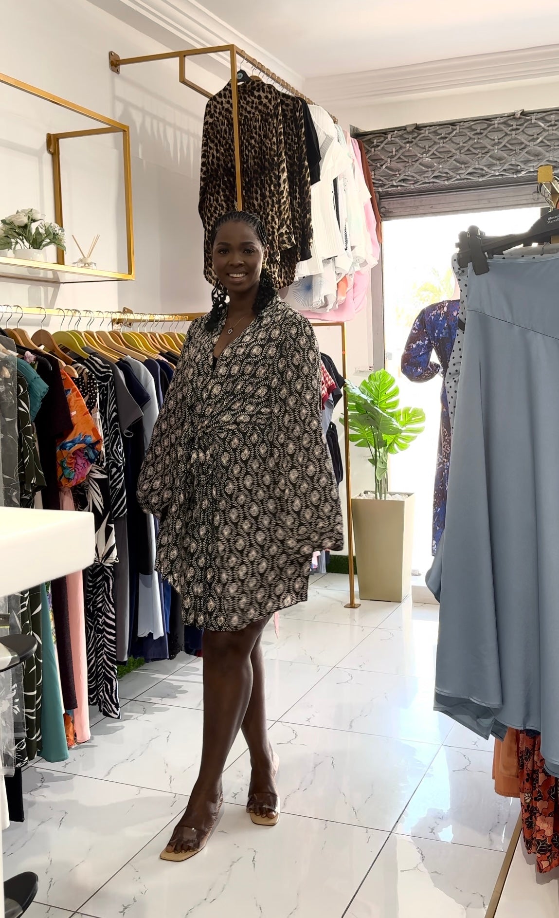Front Tie Maternity Flare Sleeve Dress