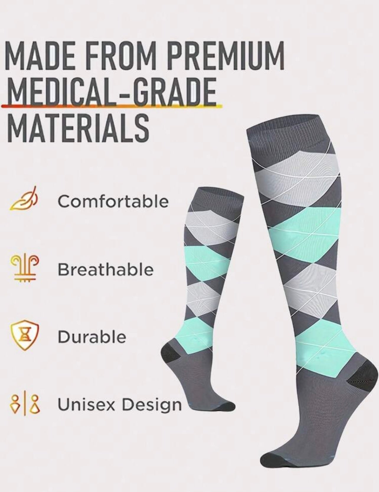 Check Print Full Compression Socks