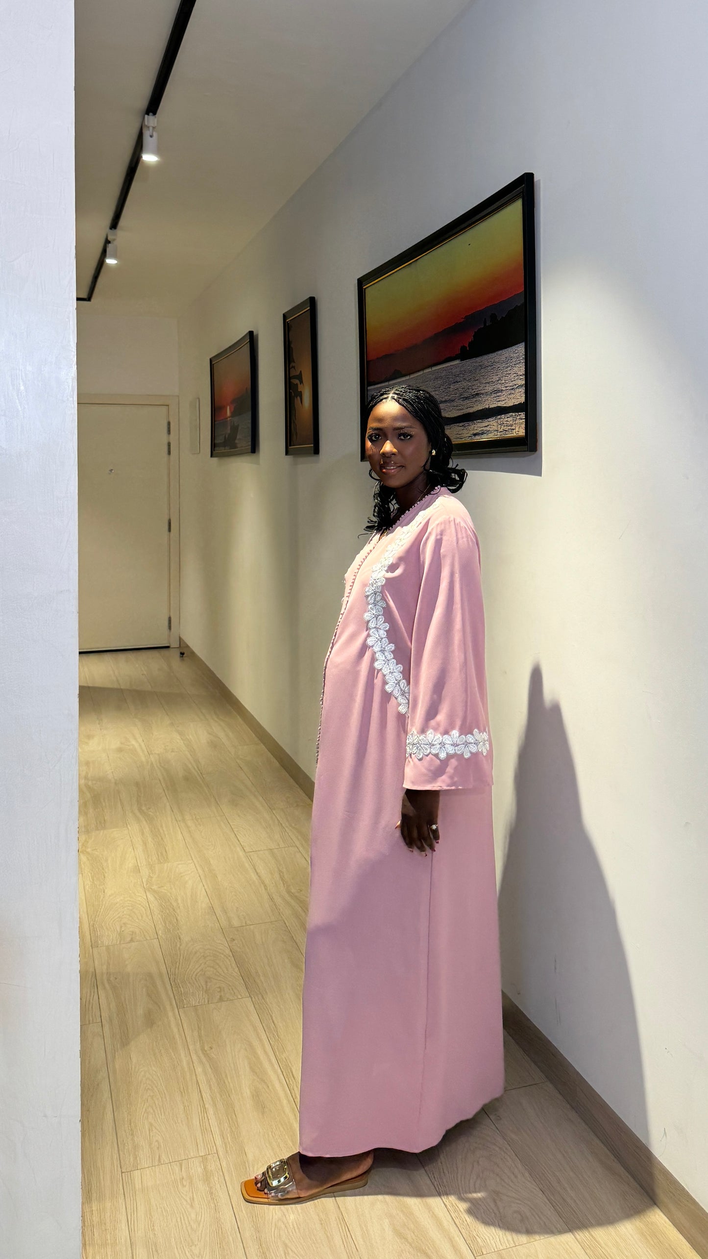 Pink Embroidered Baby Bump Dress