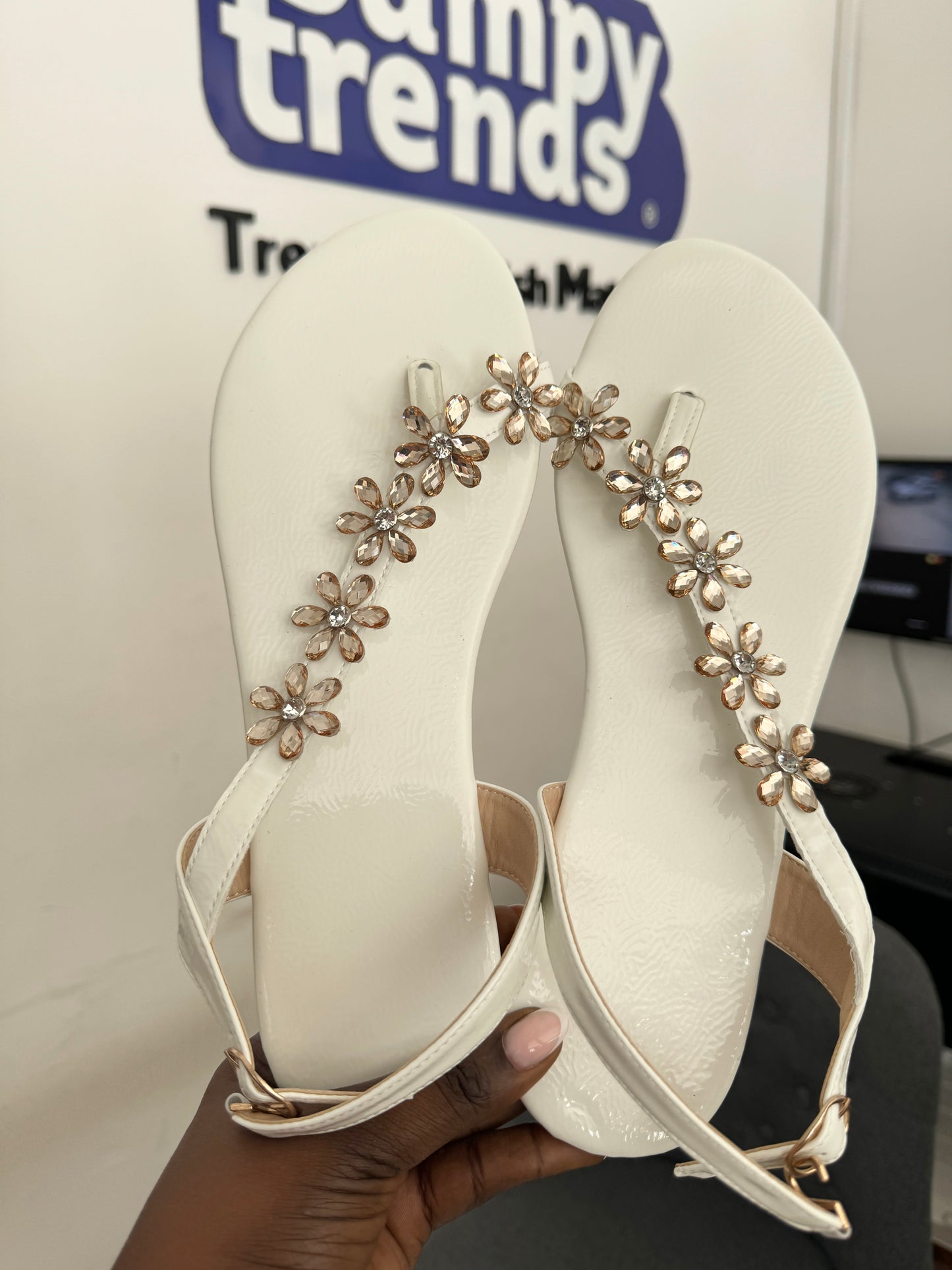 Embellished Assymetric Strap Sandals