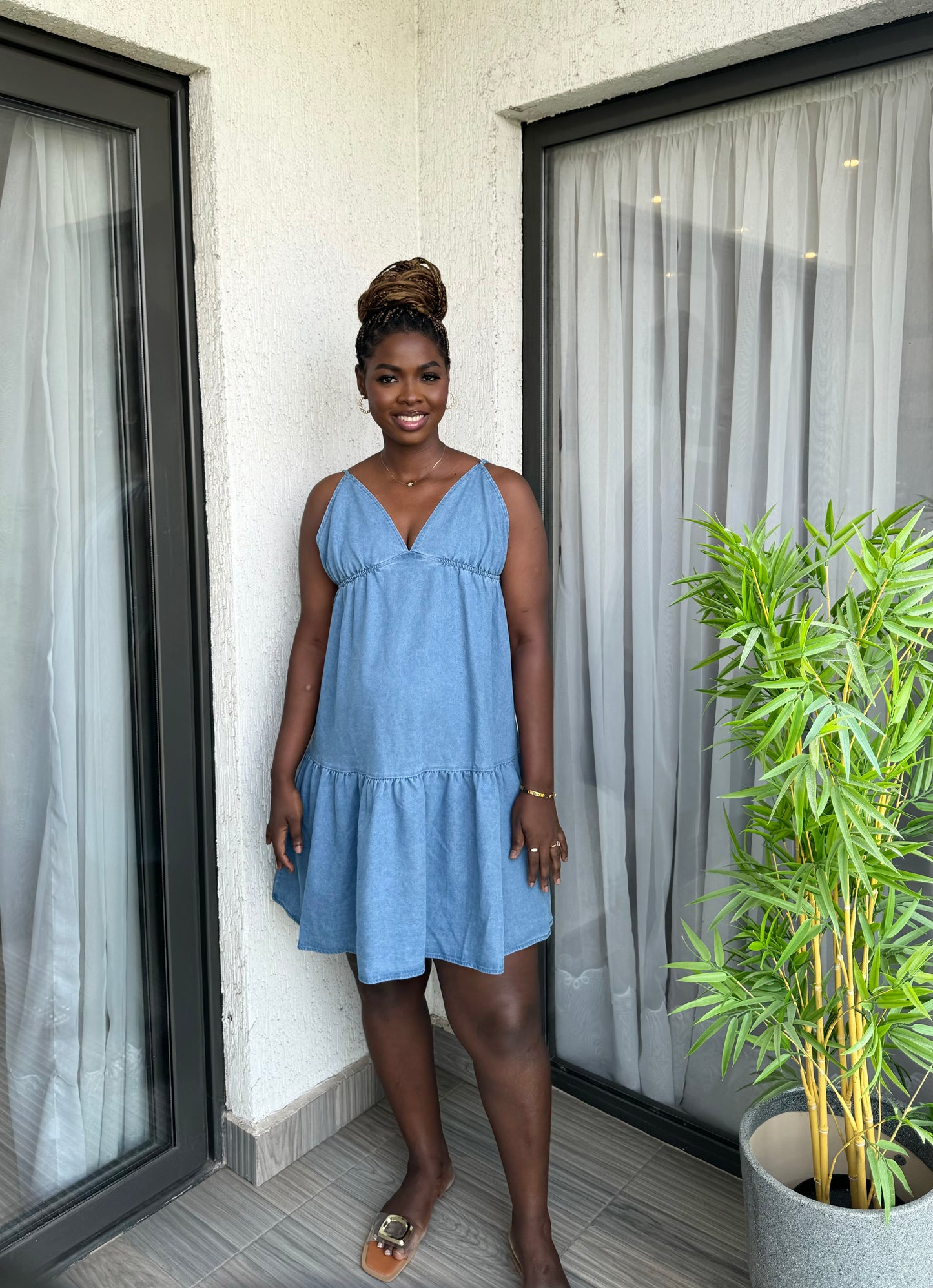 Maternity Tiered Denim Dress