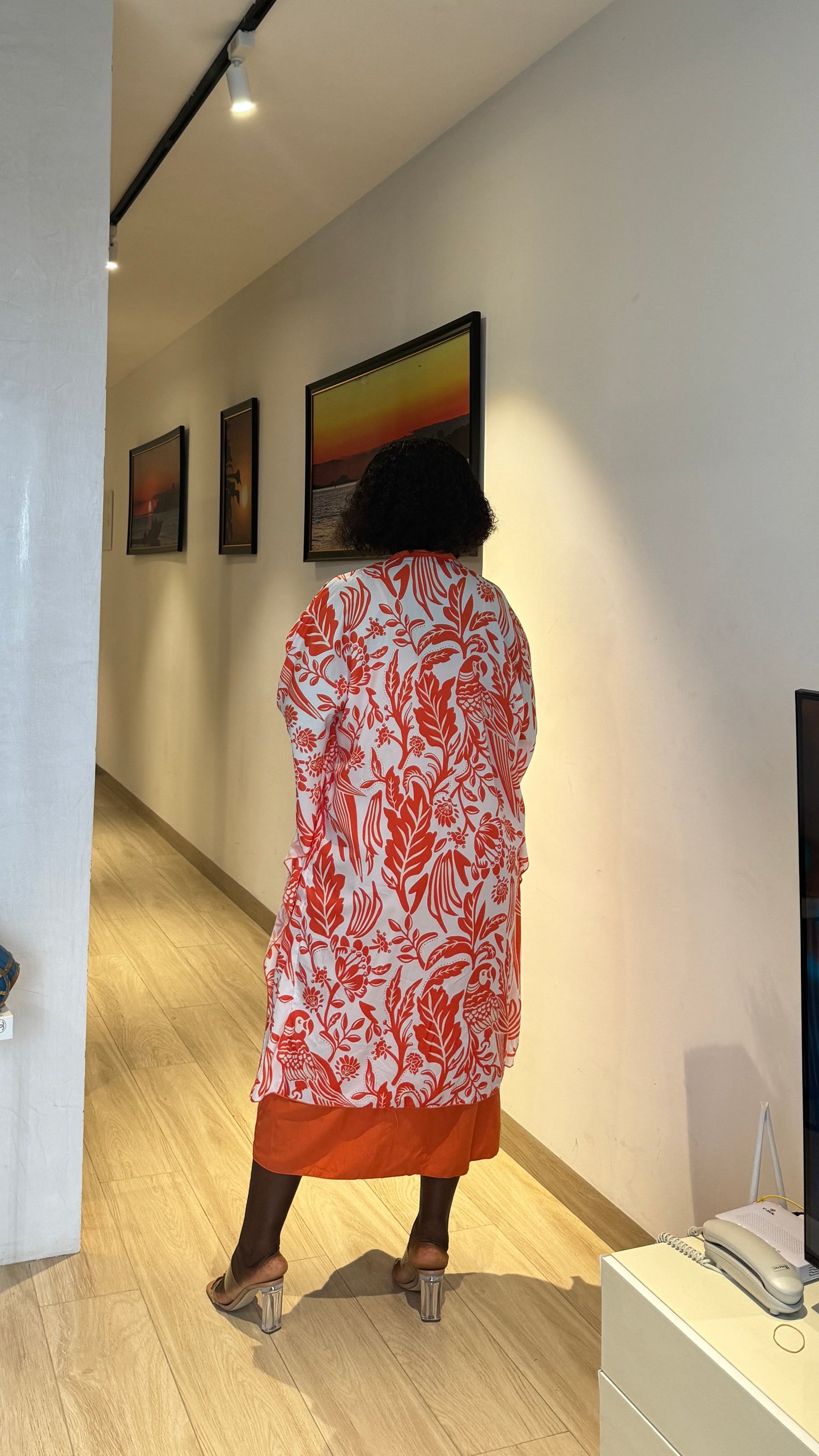 Orange Maternity 2in1 Kimono Dress Set