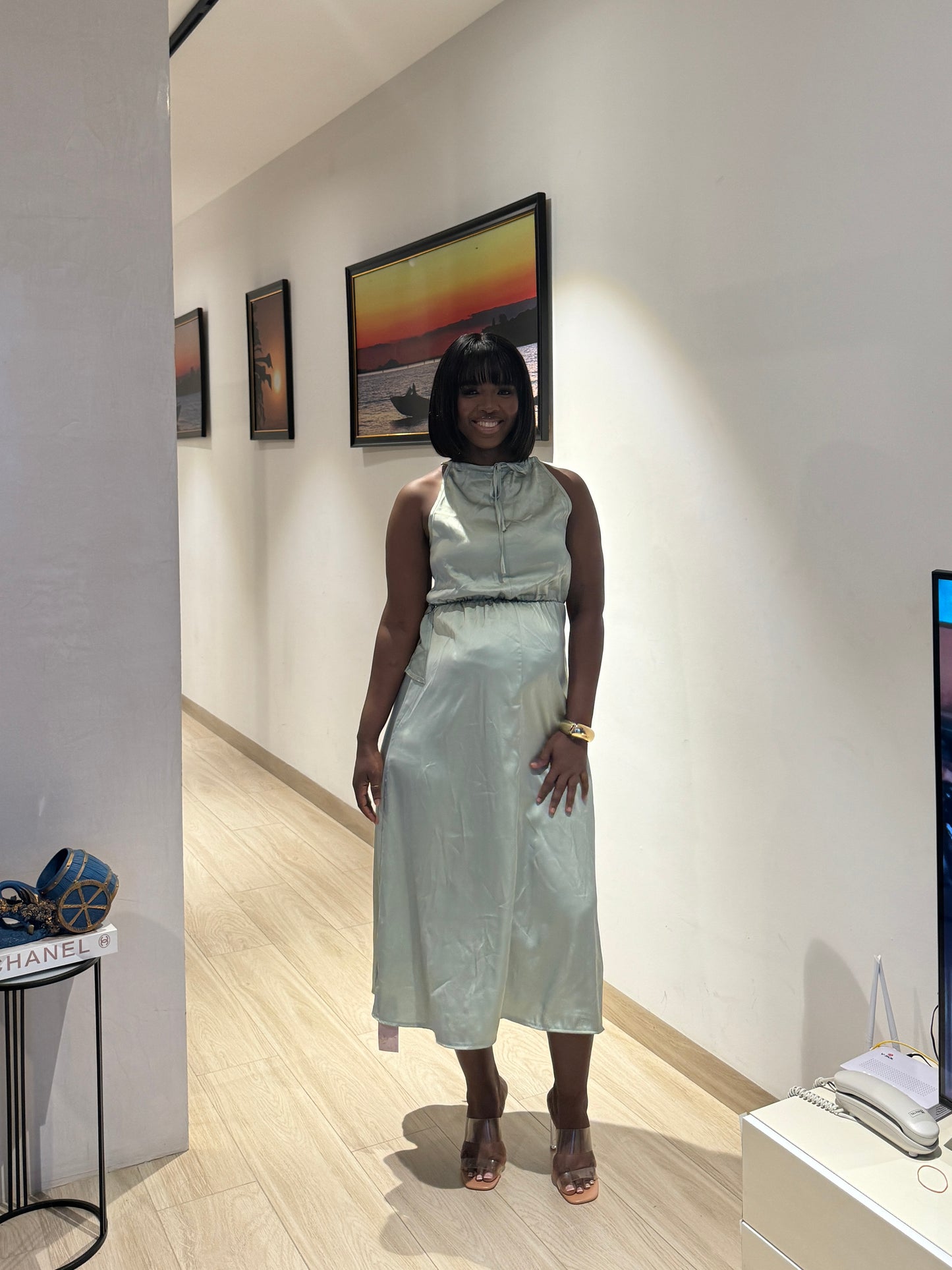 Maternity Closed Wrap Midi Dress