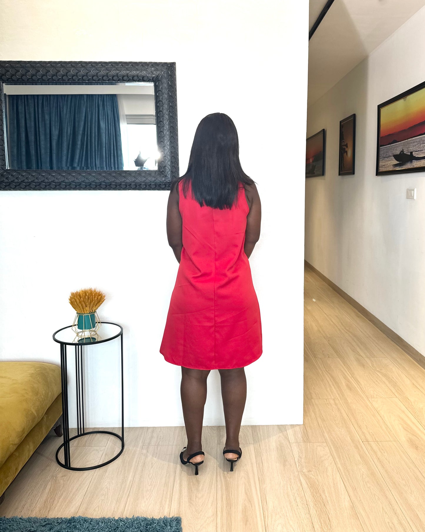 Red Sleeveless Scuba Maternity Shift Dress
