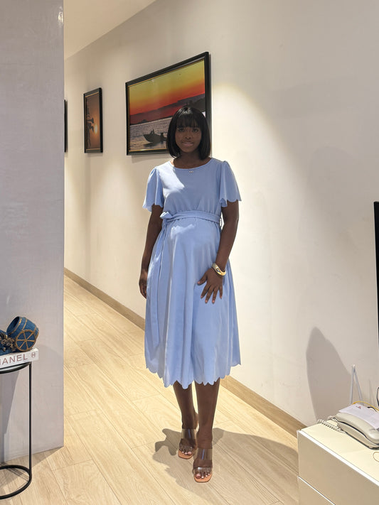 Maternity Loose Fit Belted Knee Length Dress