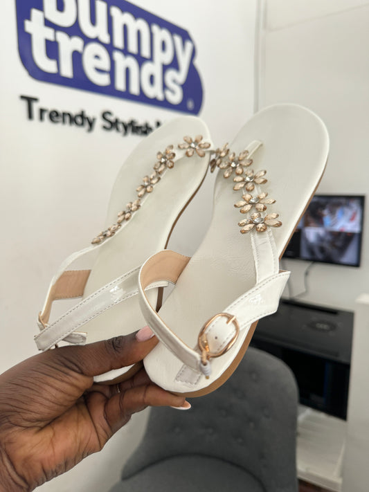 Embellished Assymetric Strap Sandals