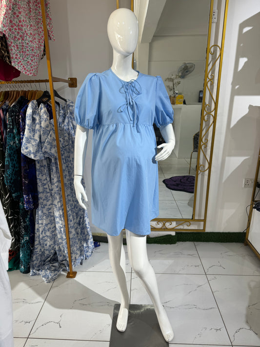 Front Tie Maternity Smock Dress