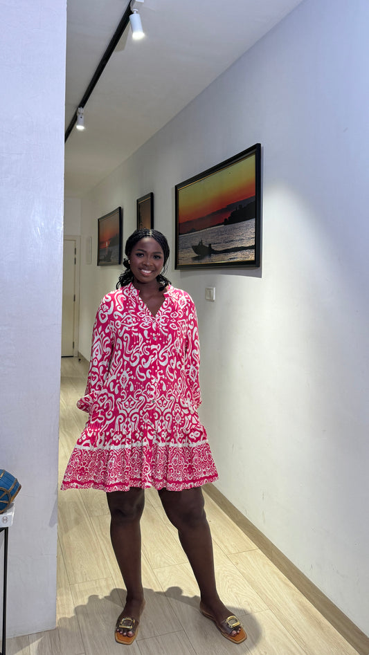 Long Sleeve Button Down Maternity Smock Dress