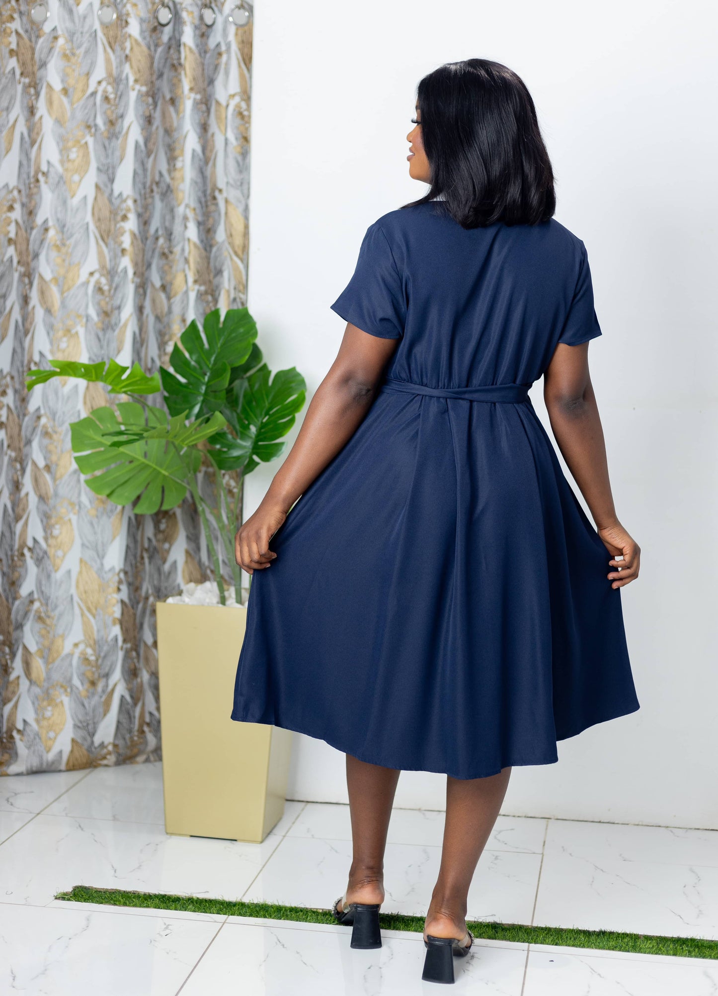 Contrast Collar Maternity Skater Dress