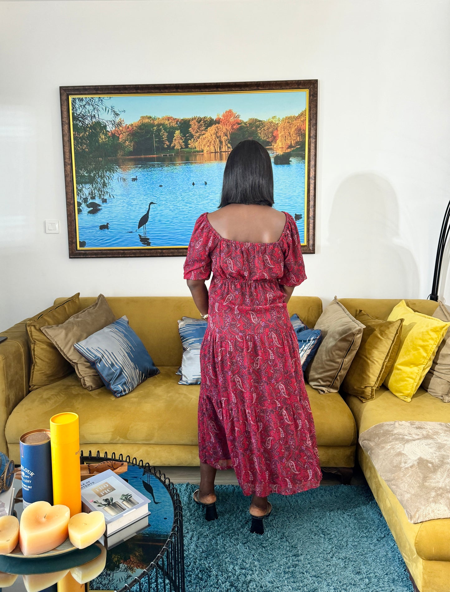 Burgundy Tiered Maternity Midi Dress