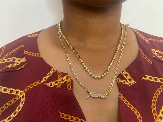Maternity Double Layer Rhinestone 'Mama' Necklace