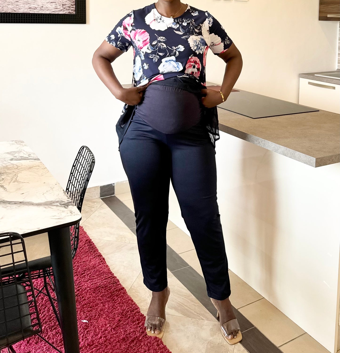 Navy Overbump Maternity Slim Cut Office/Work Trousers