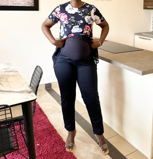Navy Overbump Maternity Slim Cut Office/Work Trousers