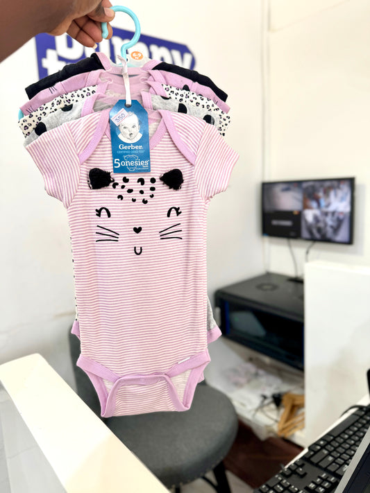 5-Pack “Meow” Variety Onesie Bodysuits