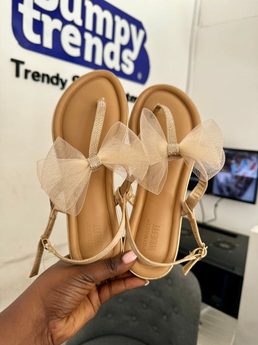 Nude Mesh Bow Tied Sandals