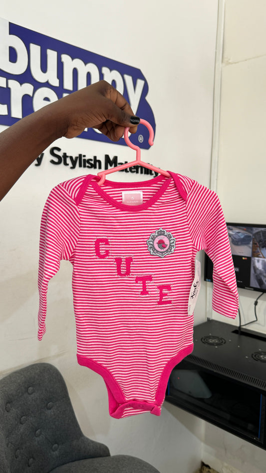 Old Navy Pink Stripe “Cute” Bodysuit