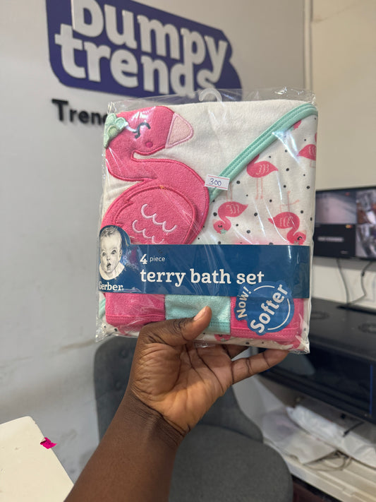 Gerber Girl’s Hooded Towel with Terry Baths Set