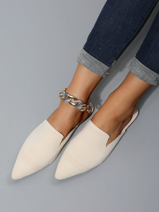 Nude Soft Weave Mule Slides