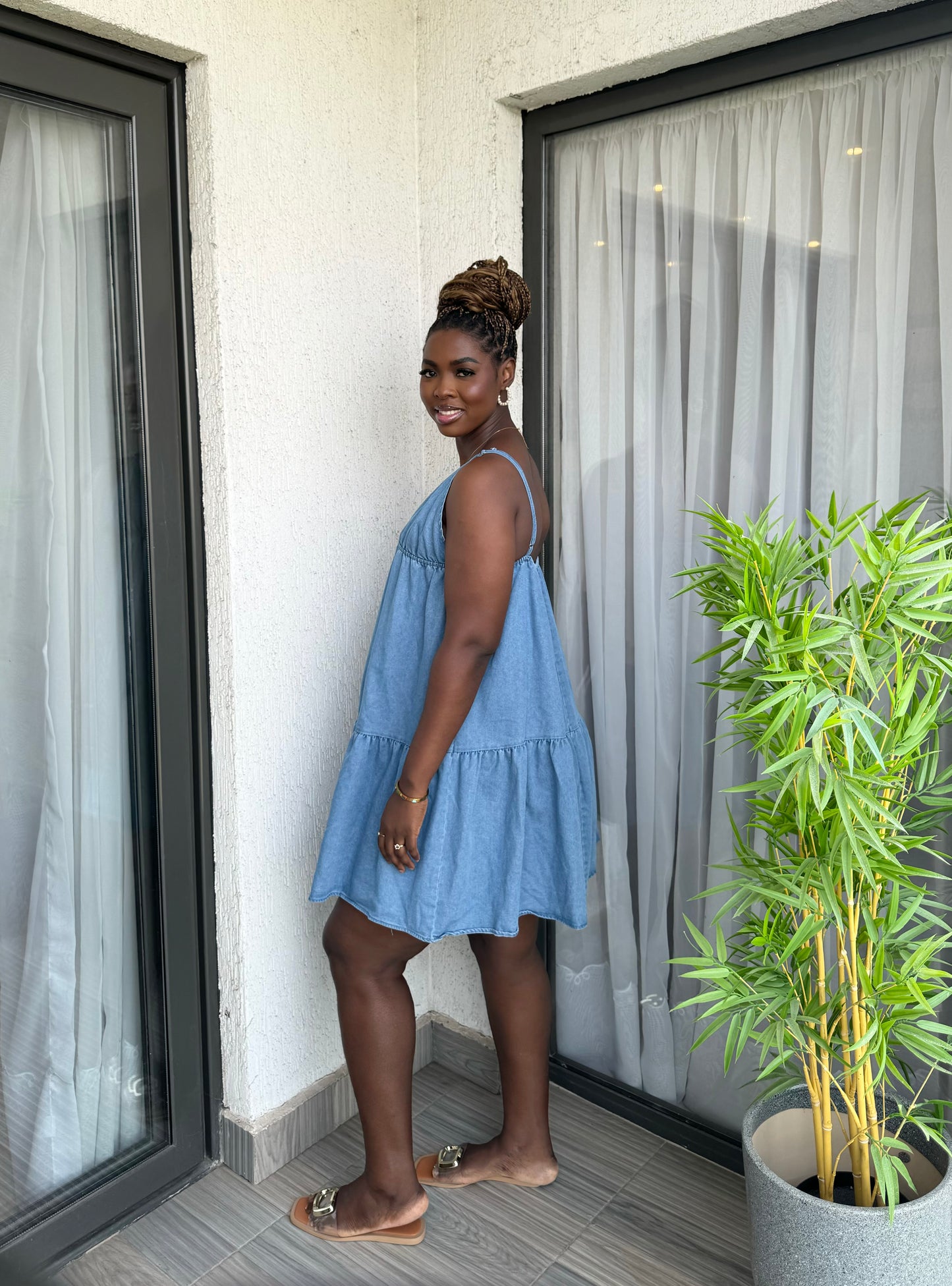 Maternity Tiered Denim Dress
