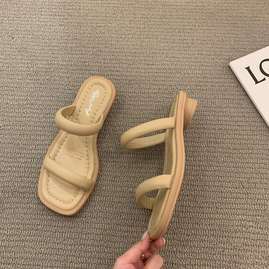 Tan Double Strap Slides