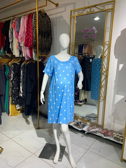 Blue Polka Dot Nursing Nightgown