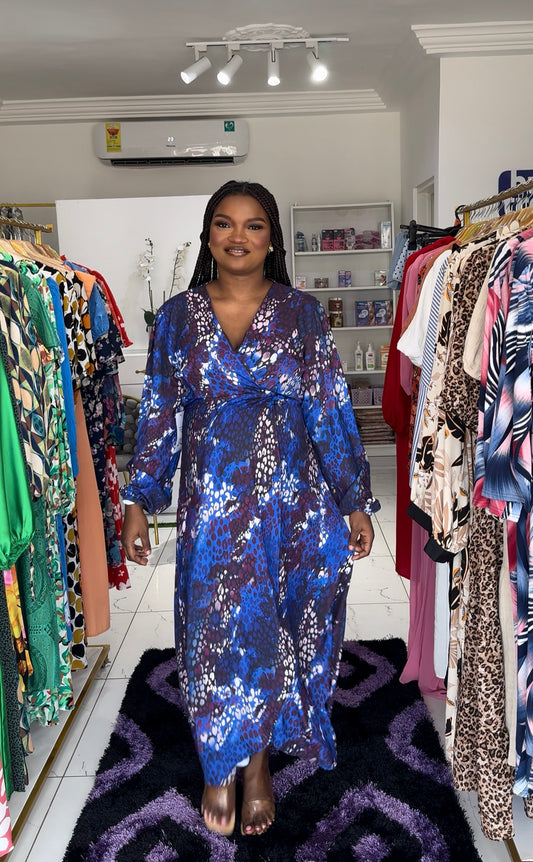 Long Sleeve Full Wrap Belted Dress