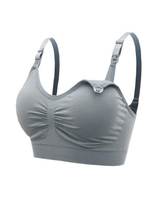 Grey Ruched Nursing Bra