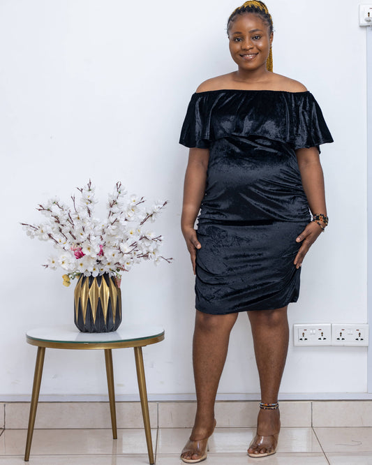 Bardot Black Velvet Maternity Dress