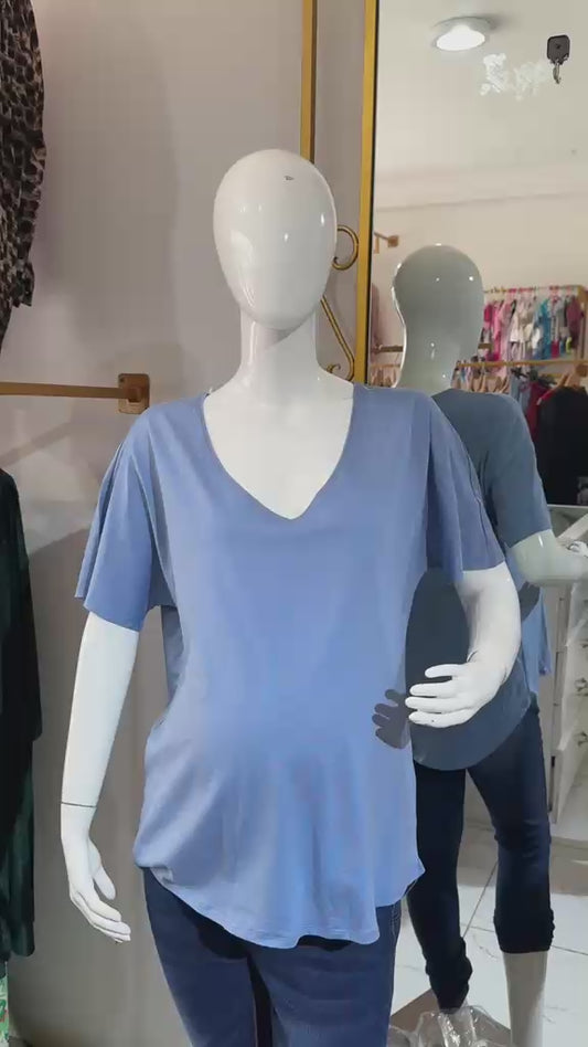 Maternity Blue V-Neck Tshirt
