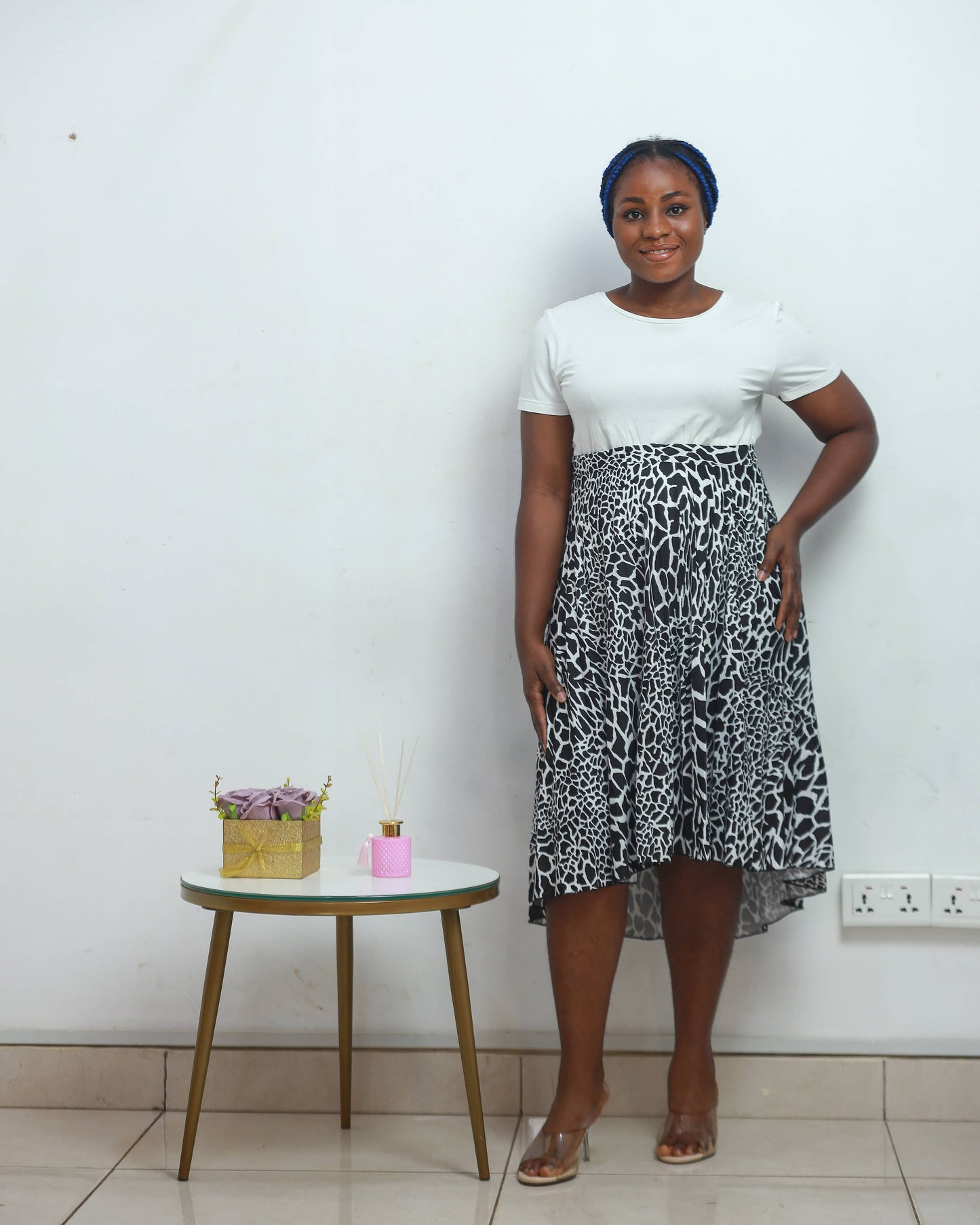 Giraffe Print Pleated Maternity Skirt