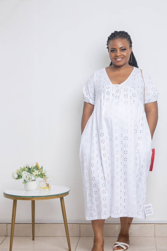 White Broderie Lace Maternity Maxi Dress