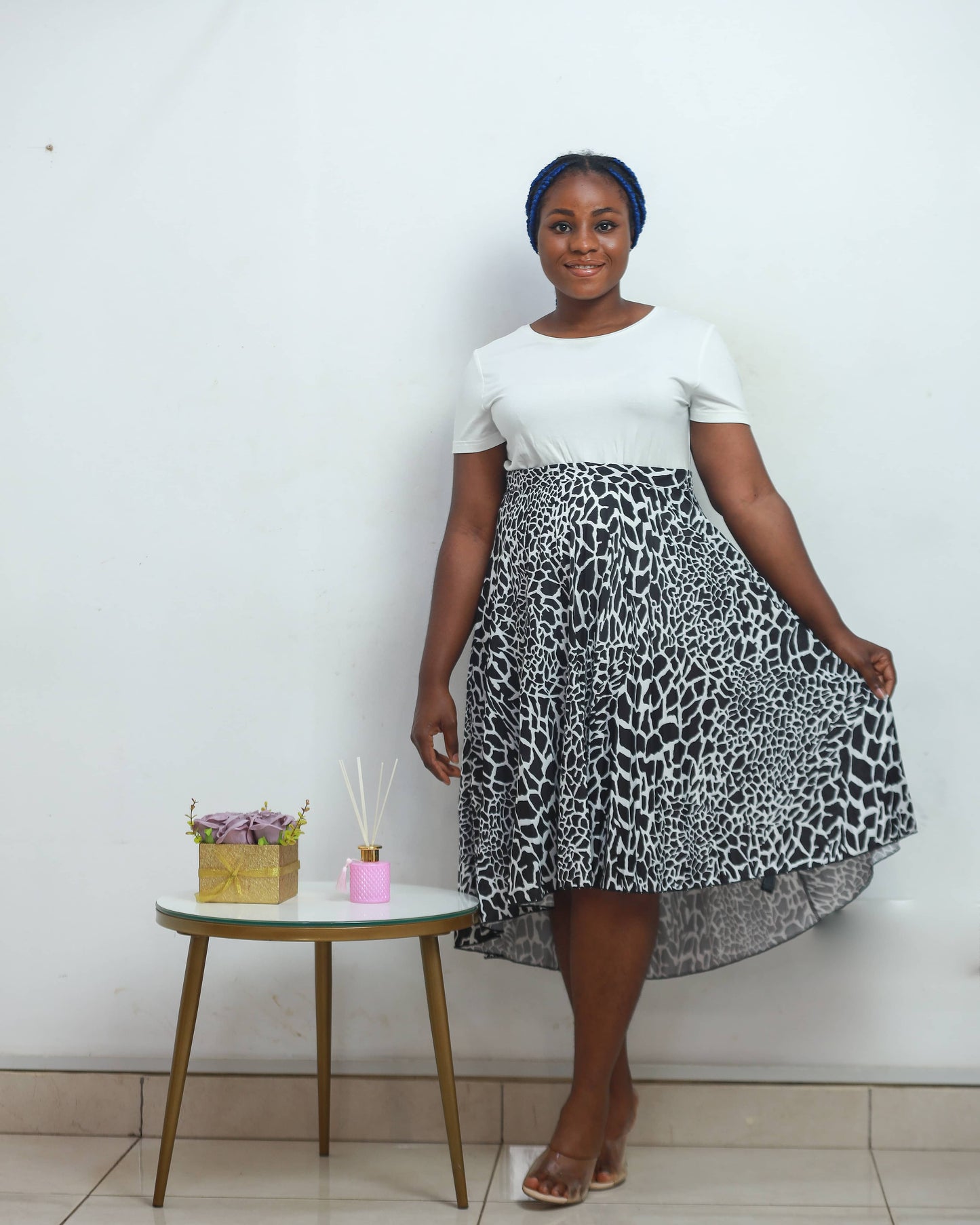 Giraffe Print Pleated Maternity Skirt